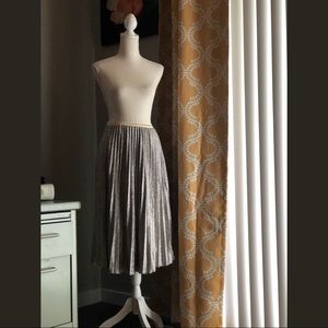 Metallic Silver Accordion Pleat Skirt NWOT